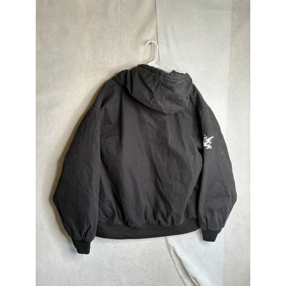 Dri Duck Mens 2XL Black Canvas Hooded Work Jacket US Farmed Anheuser-Busch Logo